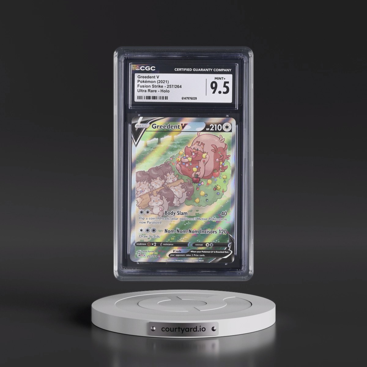 2019 Fusion Strike #257/264 Greedent V - Ultra Rare Holo (CGC 9.5 MINT+)