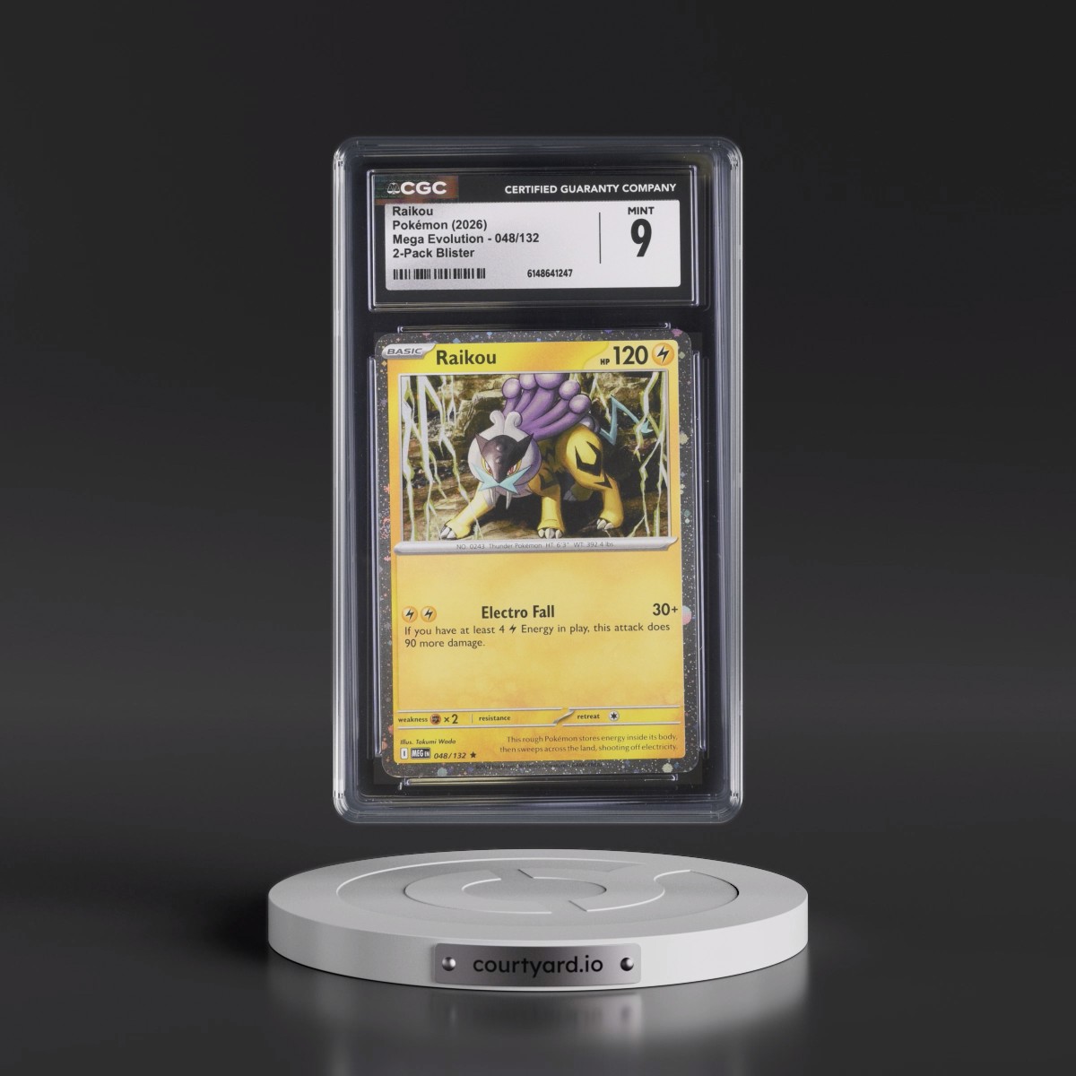 2025 Mega Evolution - MEG EN #048/132 Raikou - 2-Pack Blister (Cosmos Holo) (CGC 9 MINT)