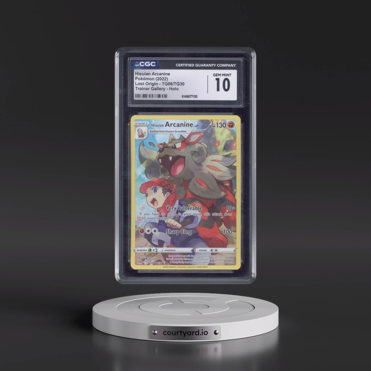 2022 Lost Origin #TG08/TG30 Hisuian Arcanine - Trainer Gallery Holo (CGC 10 GEM MINT)