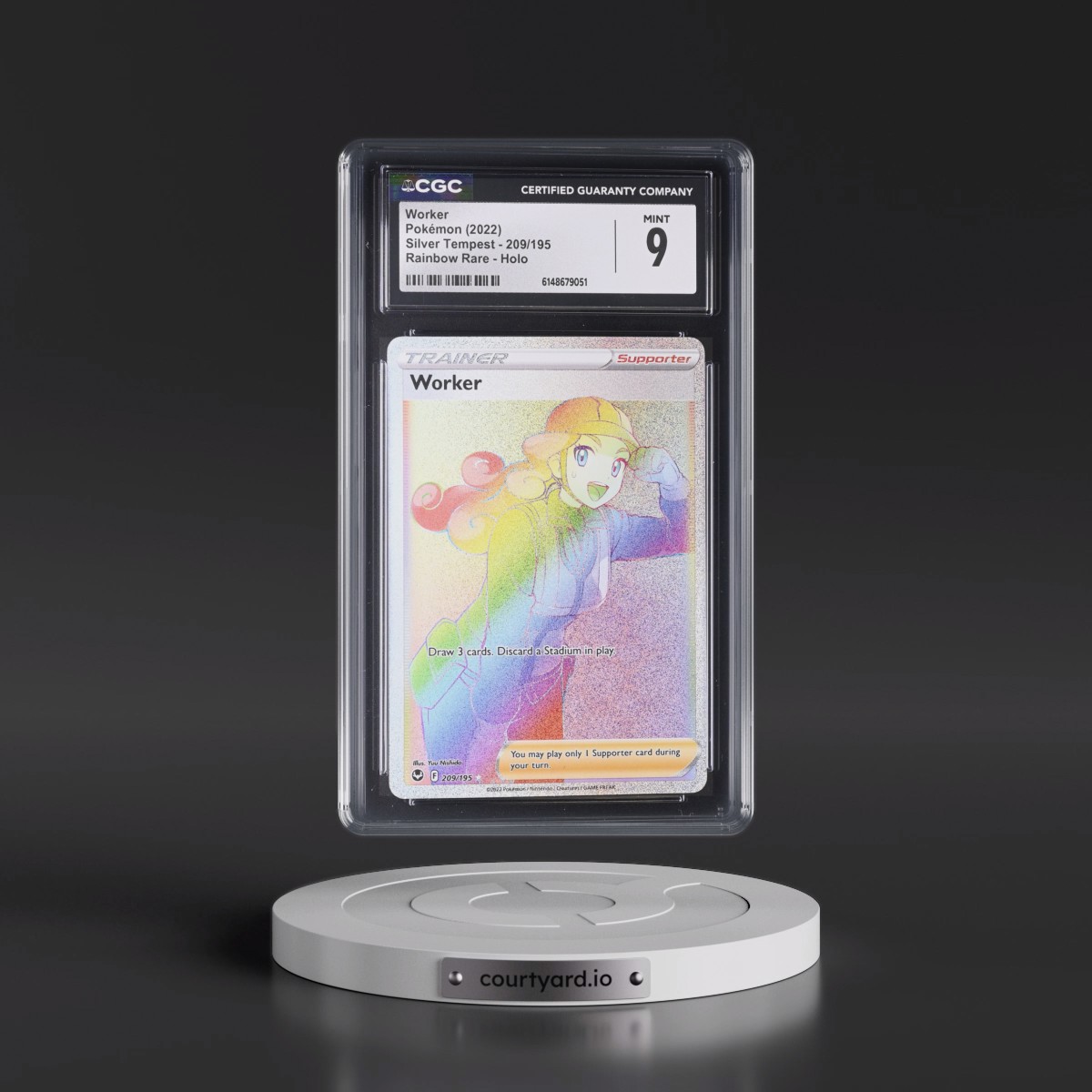 2022 Silver Tempest #209/195 Worker - Rainbow Rare Holo (CGC 9 MINT)