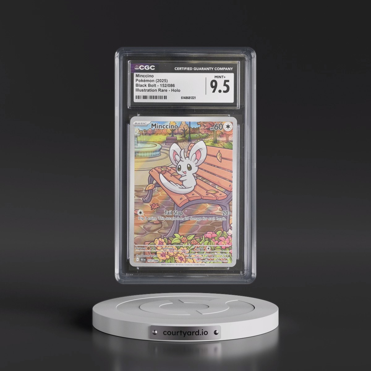 2025 Black Bolt - BLK EN #152/086 Minccino - Illustration Rare Holo (CGC 9.5 MINT+)