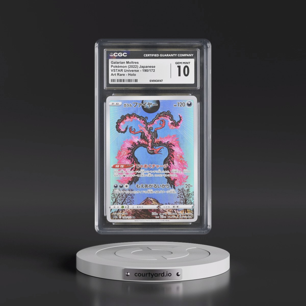 2022 VSTAR Universe #190/172 Galarian Moltres - Art Rare Holo (CGC 10 GEM MINT)