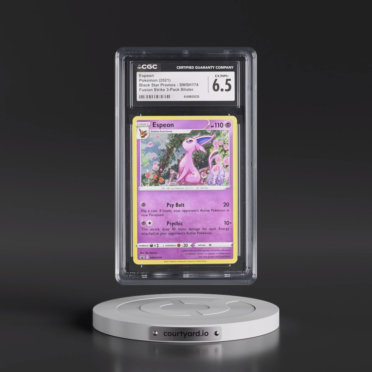 2017 Black Star Promos - Sword & Shield #SWSH174 Espeon - Fusion Strike 3-Pack Blister (Cosmos Holo) (CGC 6.5 EX-NM+)