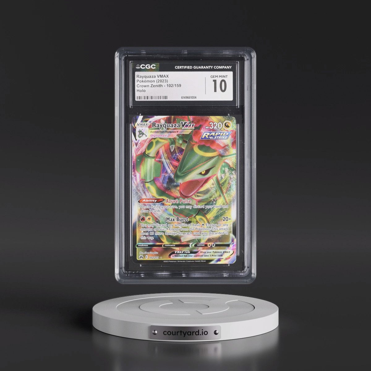2023 Crown Zenith #102/159 Rayquaza VMAX - Holo (CGC 10 GEM MINT)