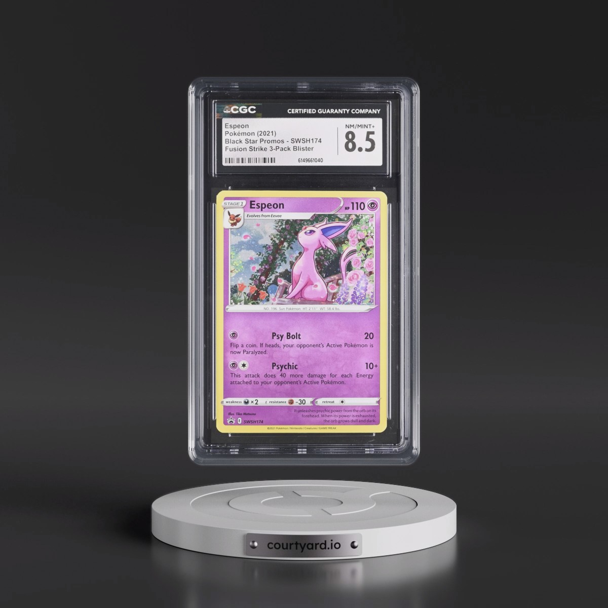 2017 Black Star Promos - Sword & Shield #SWSH174 Espeon - Fusion Strike 3-Pack Blister (Cosmos Holo) (CGC 8.5 NM-MT+)