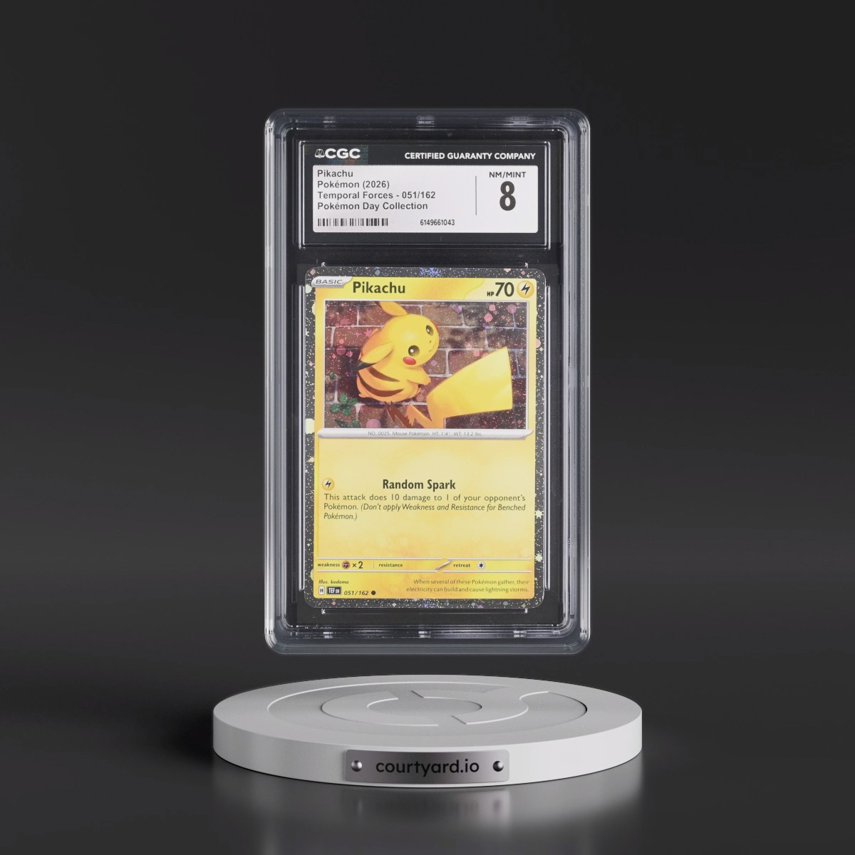 2023 Temporal Forces - TEF EN #051/162 Pikachu - Pokémon Day Collection (Cosmos Holo) (CGC 8 NM-MT)