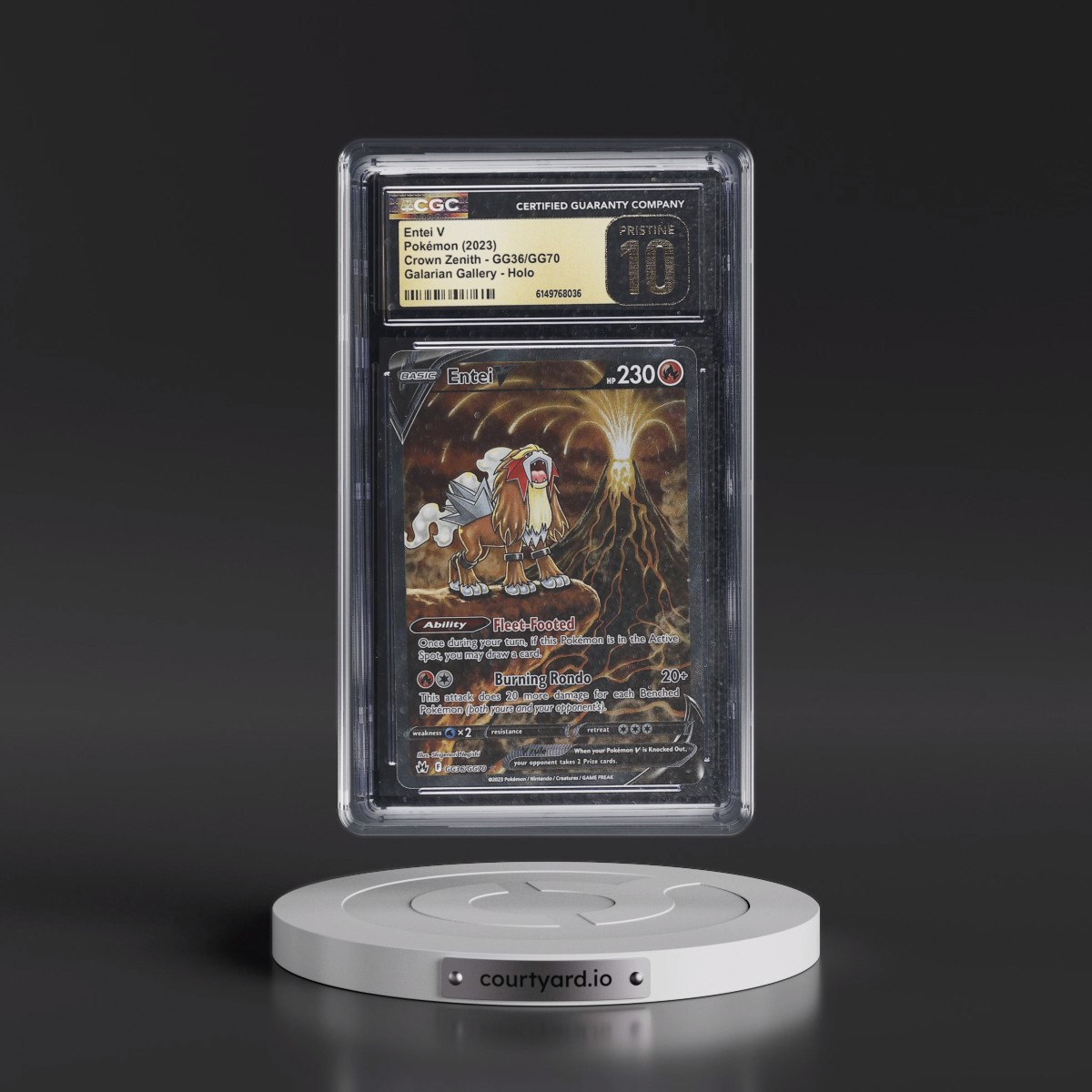 2023 Crown Zenith #GG36/GG70 Entei V - Galarian Gallery Holo (CGC 10 PRISTINE)