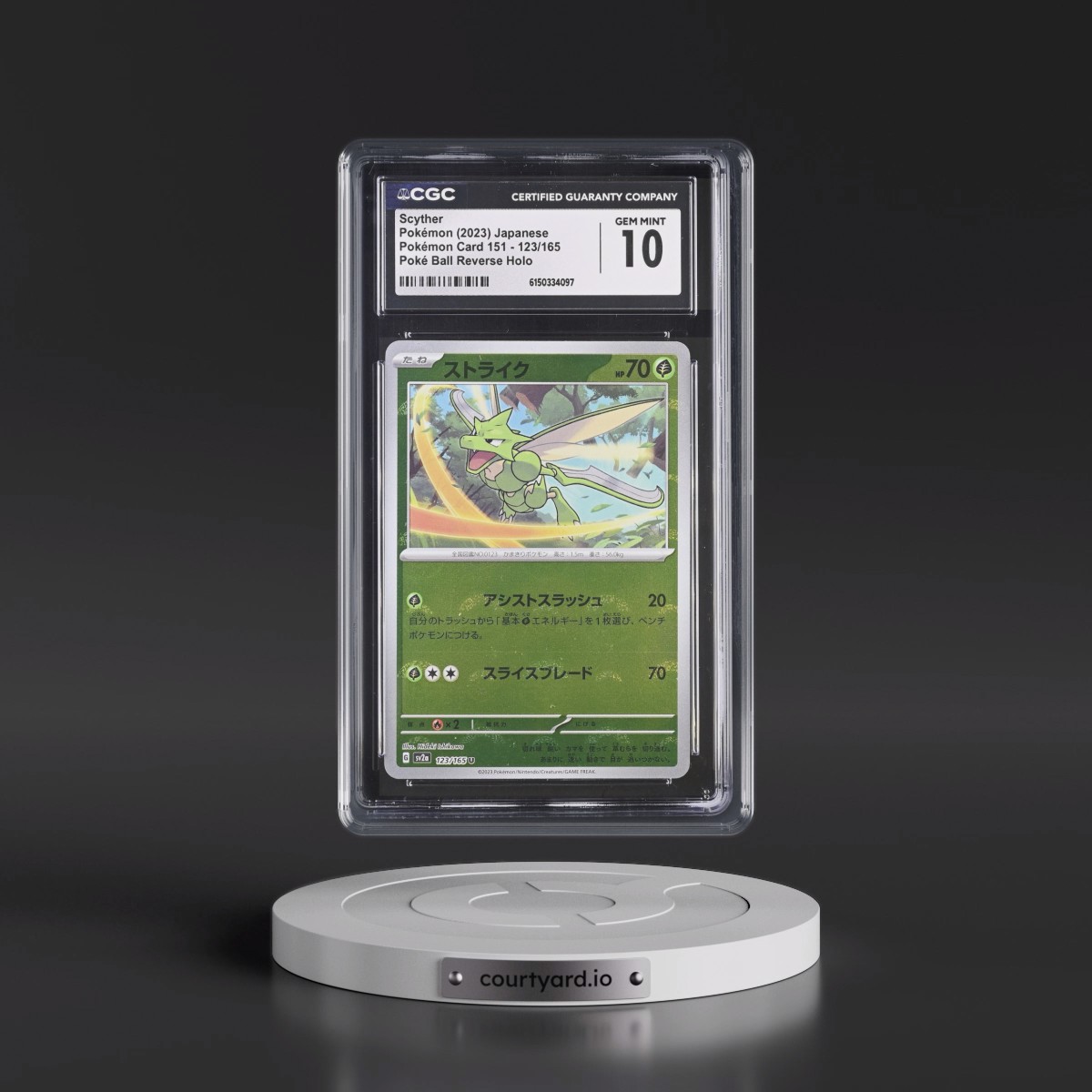 2023 Pokémon Card 151 #123/165 Scyther - Reverse Holo Poké Ball (CGC 10 GEM MINT)