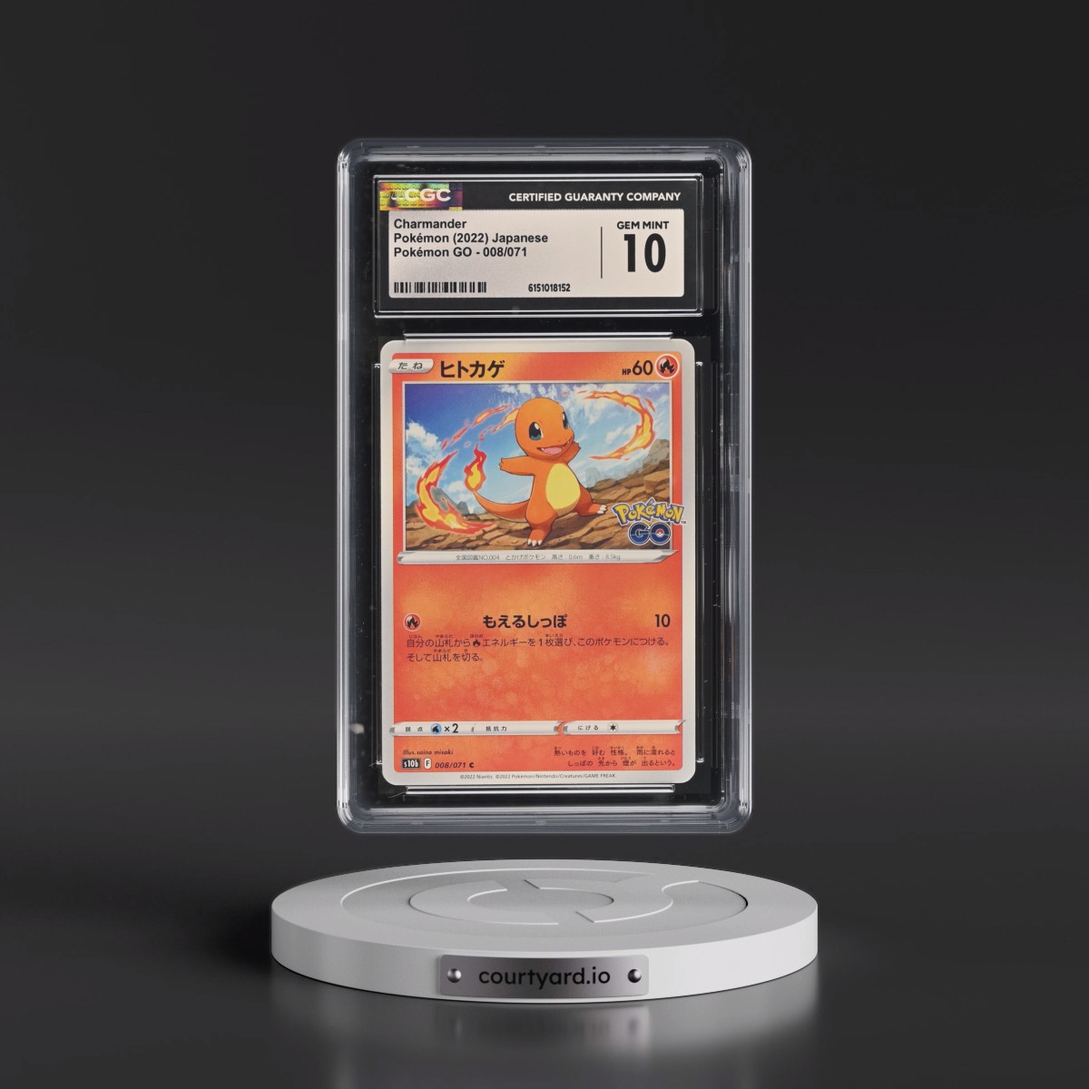 2022 Pokémon GO #008/071 Charmander (CGC 10 GEM MINT)