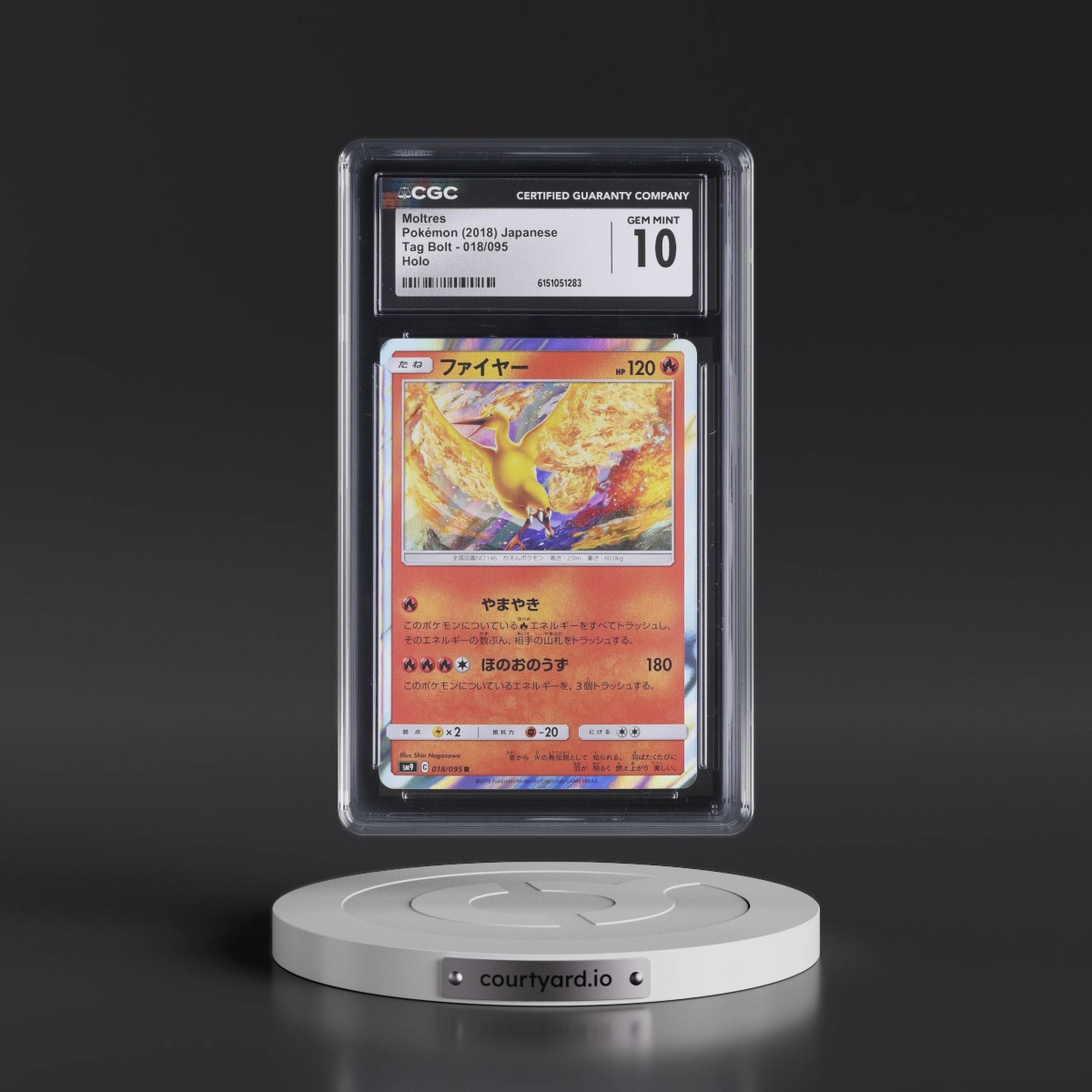 2018 Tag Bolt #018/095 Moltres - Holo (CGC 10 GEM MINT)
