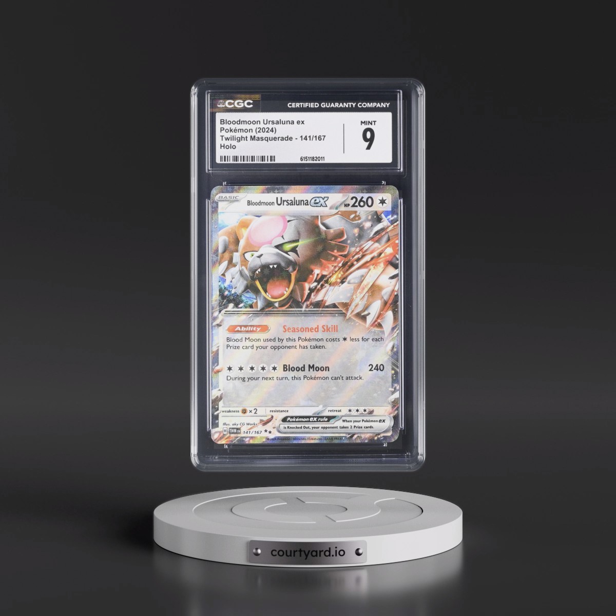 2024 Twilight Masquerade - TWM EN #141/167 Bloodmoon Ursaluna ex - Holo (CGC 9 MINT)