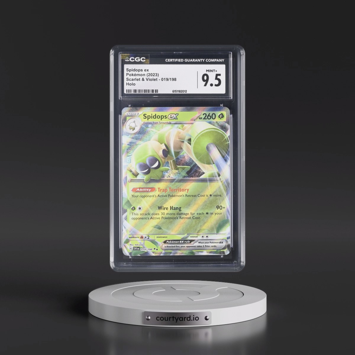 2023 Scarlet & Violet #019/198 Spidops ex - Holo (CGC 9.5 MINT+)