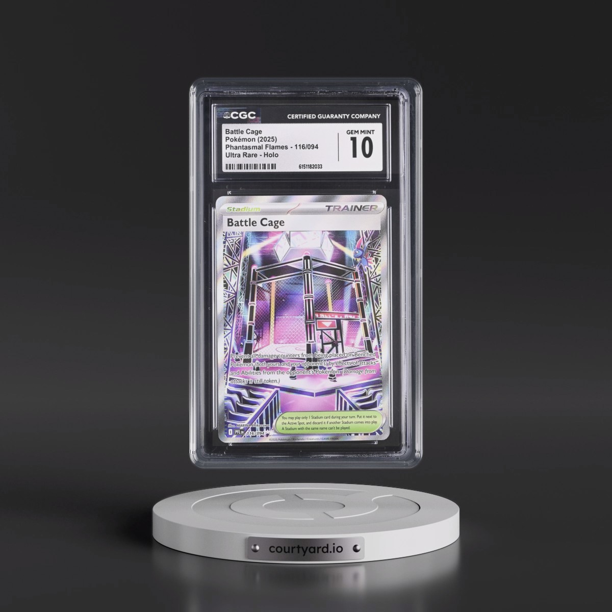 2025 Phantasmal Flames - PFL EN #116/094 Battle Cage - Ultra Rare Holo (CGC 10 GEM MINT)