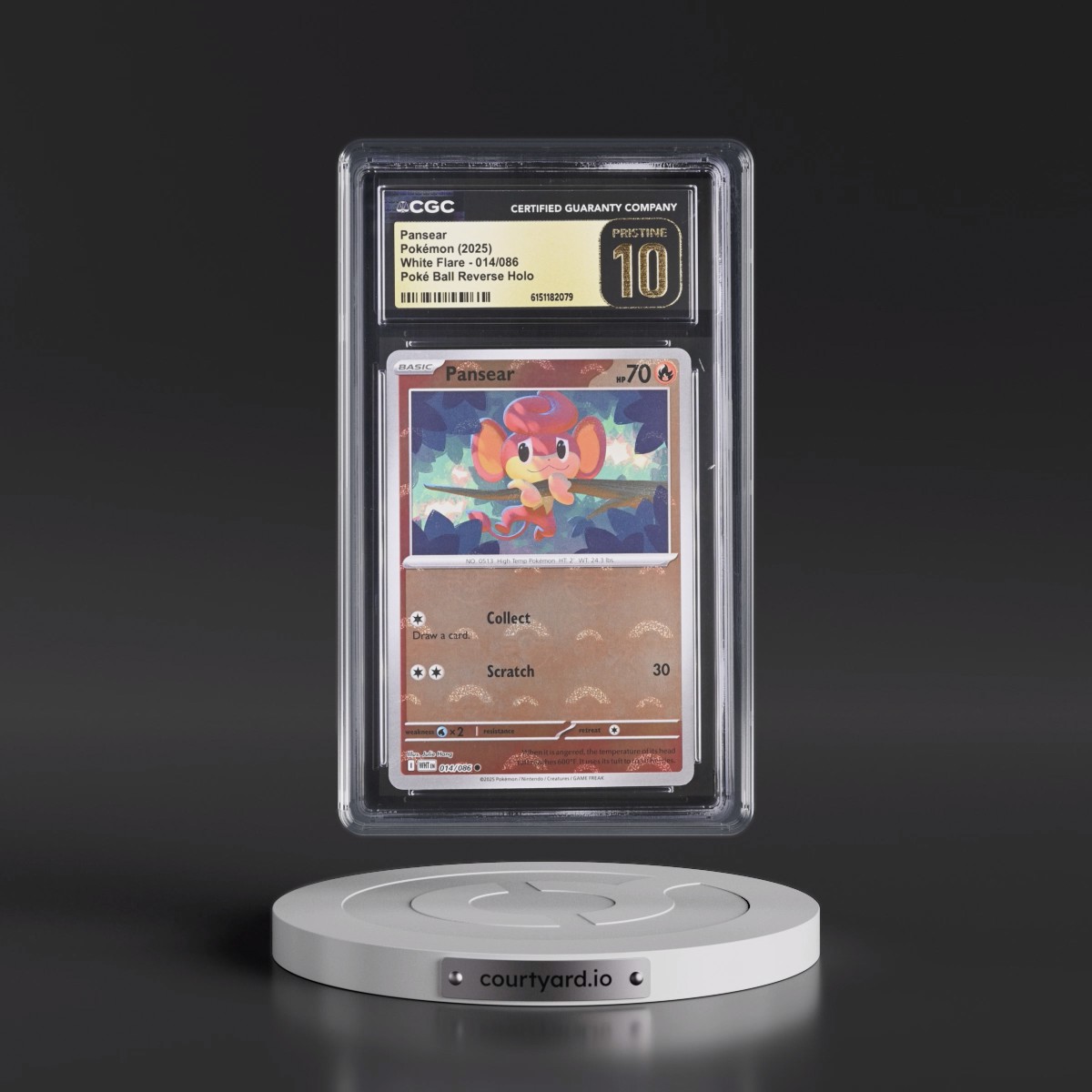 2025 White Flare - WHT EN Pansear - Reverse Holo Poké Ball #014/086 CGC 10