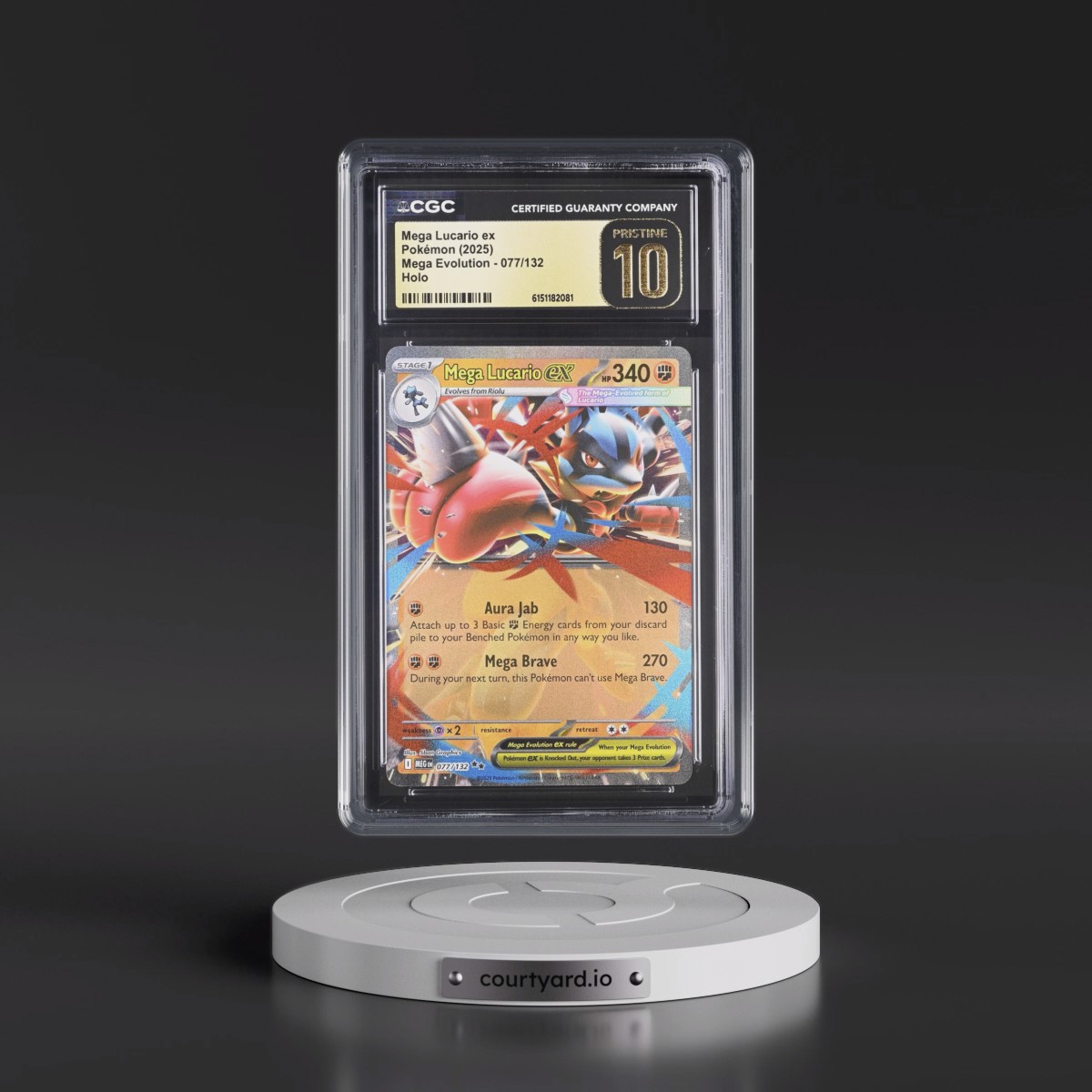 2025 Mega Evolution - MEG EN #077/132 Mega Lucario ex - Holo (CGC 10 PRISTINE)