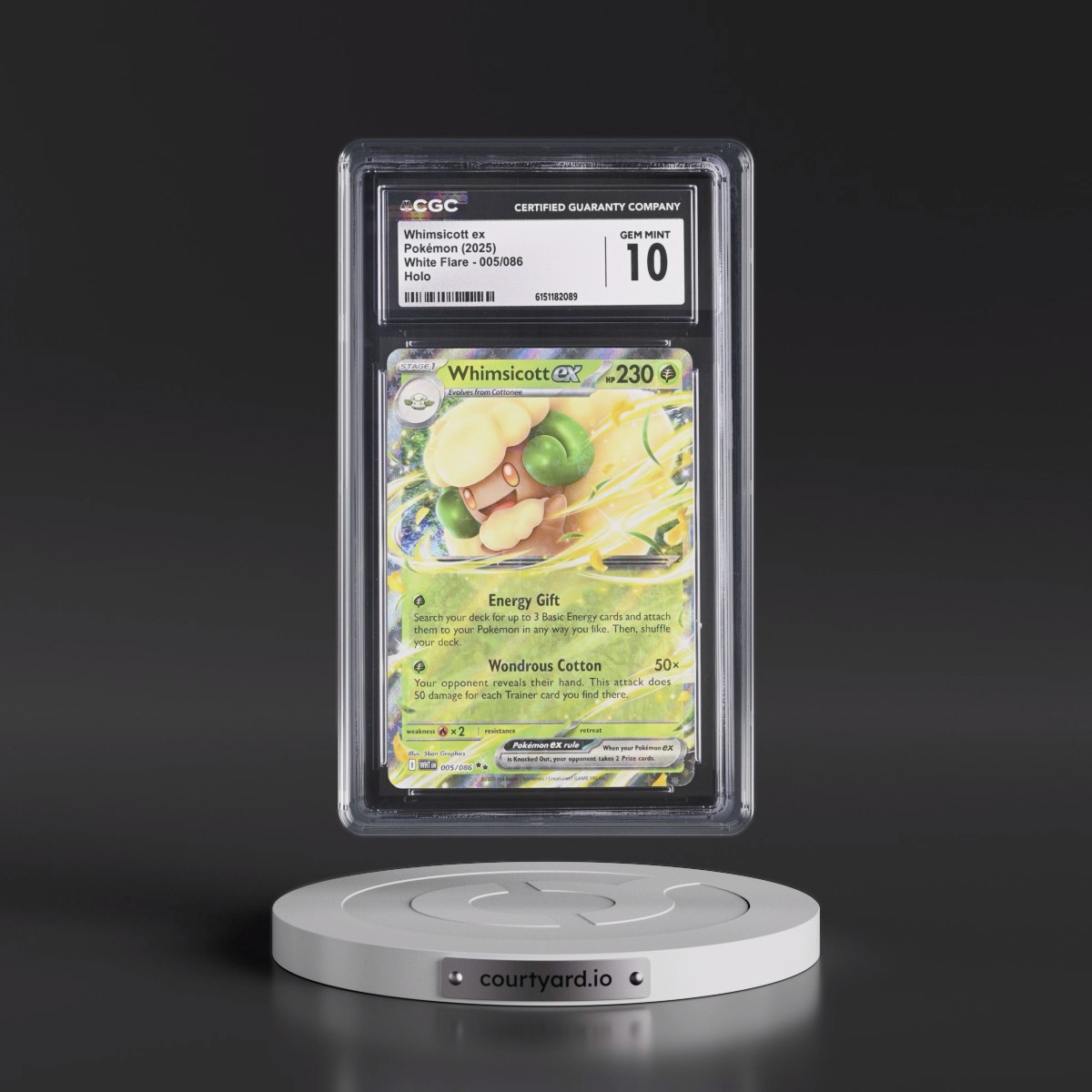 2025 White Flare - WHT EN #005/086 Whimsicott ex - Holo (CGC 10 GEM MINT)
