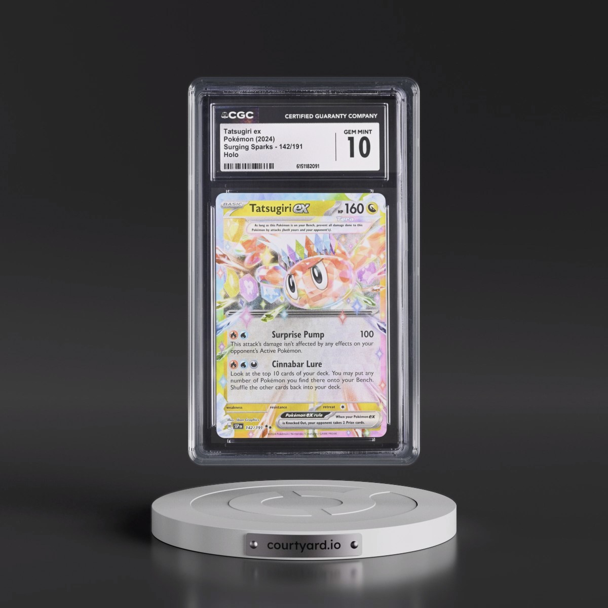 2024 Surging Sparks - SSP EN #142/191 Tatsugiri ex - Holo (CGC 10 GEM MINT)