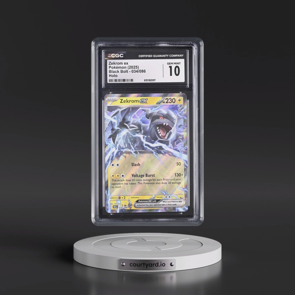2025 Black Bolt - BLK EN #034/086 Zekrom ex - Holo (CGC 10 GEM MINT)