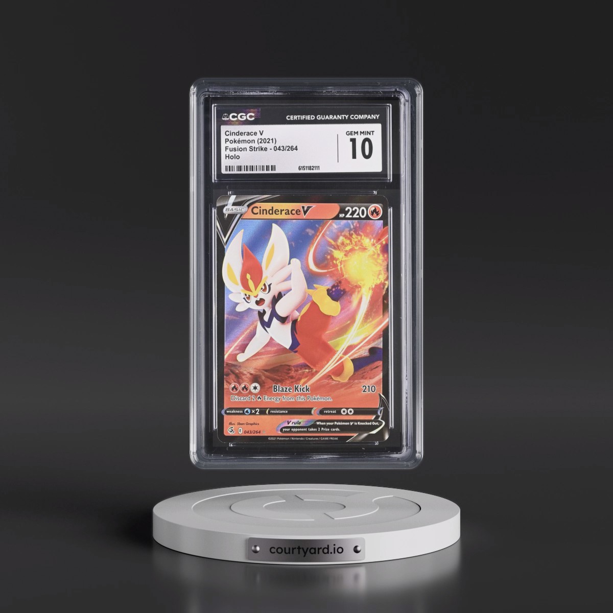 2019 Fusion Strike #043/264 Cinderace V - Holo (CGC 10 GEM MINT)