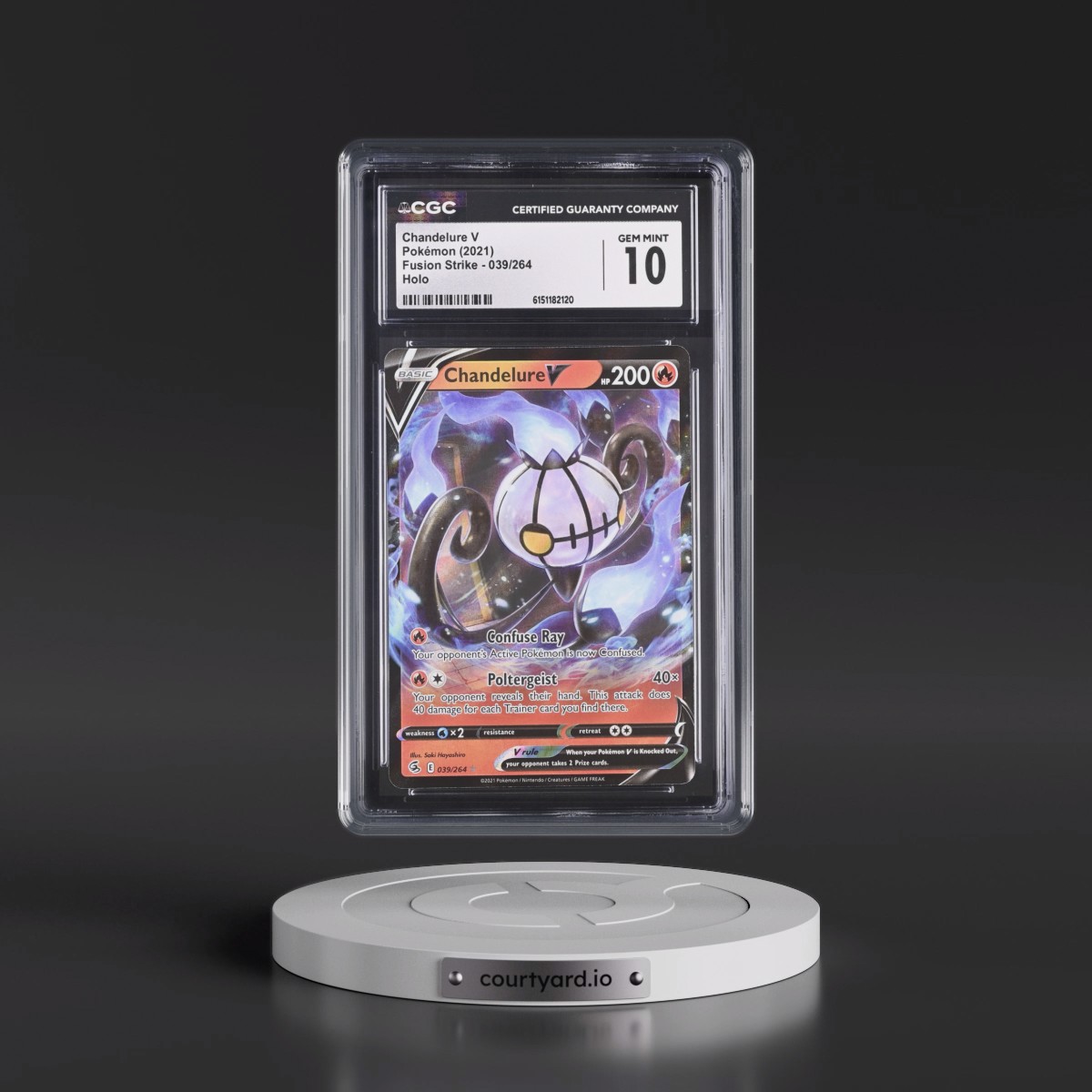 2019 Fusion Strike #039/264 Chandelure V - Holo (CGC 10 GEM MINT)