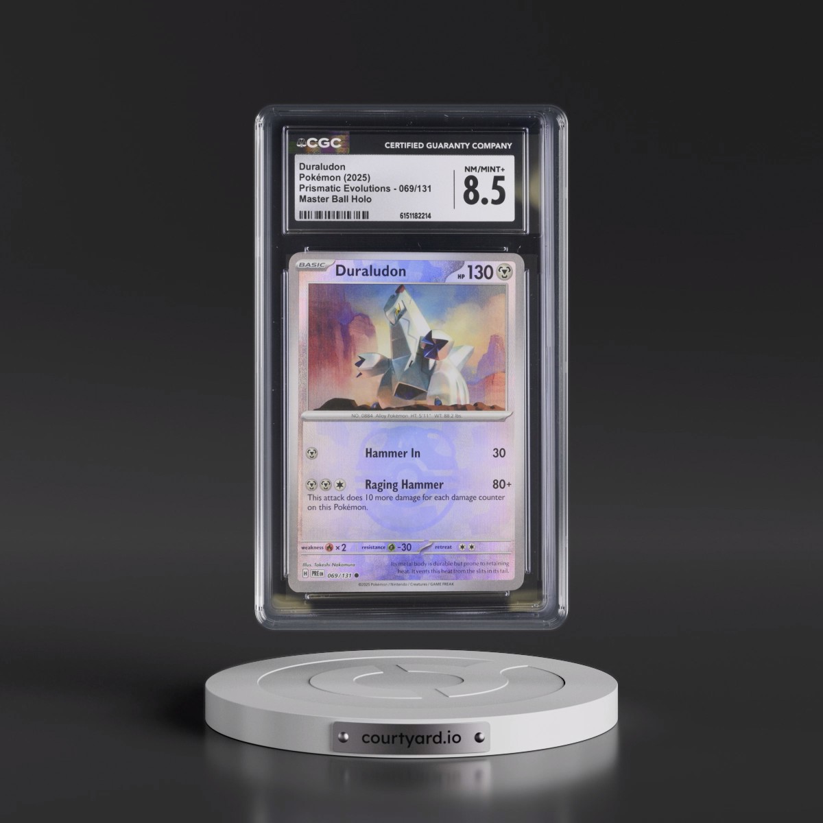 2024 Prismatic Evolutions - PRE EN #069/131 Duraludon - Master Ball Holo (CGC 8.5 NM-MT+)
