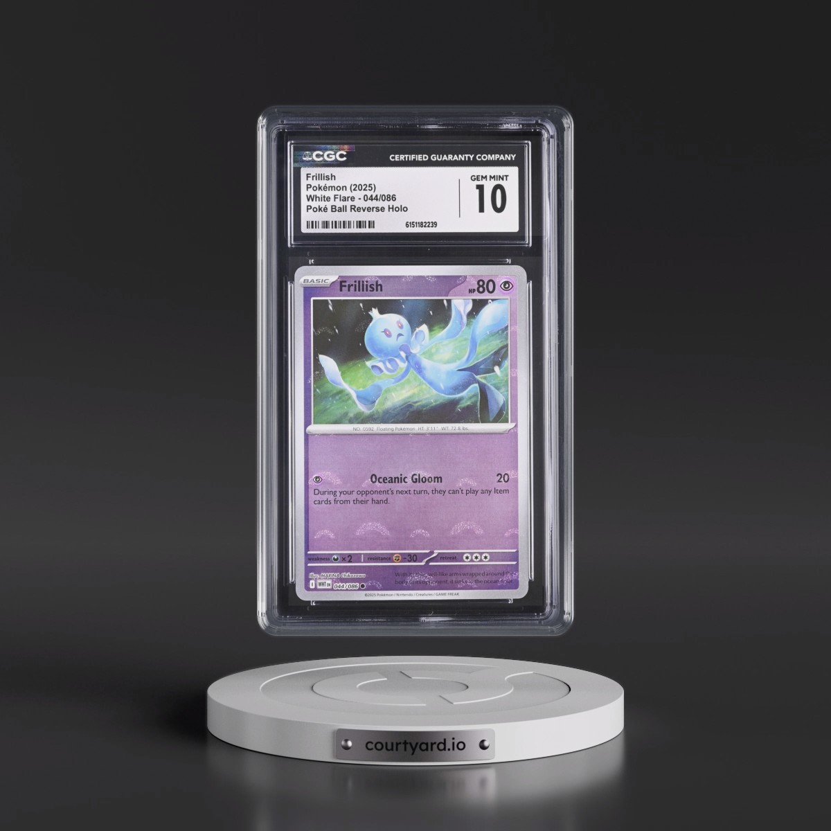 2025 White Flare - WHT EN #044/086 Frillish - Reverse Holo Poké Ball (CGC 10 GEM MINT)