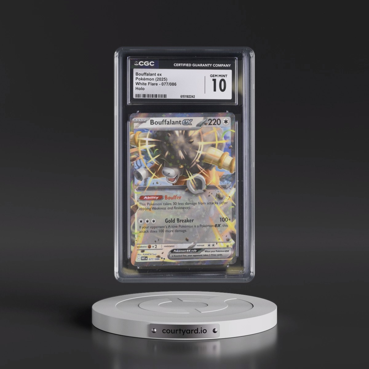 2025 White Flare - WHT EN #077/086 Bouffalant ex - Holo (CGC 10 GEM MINT)