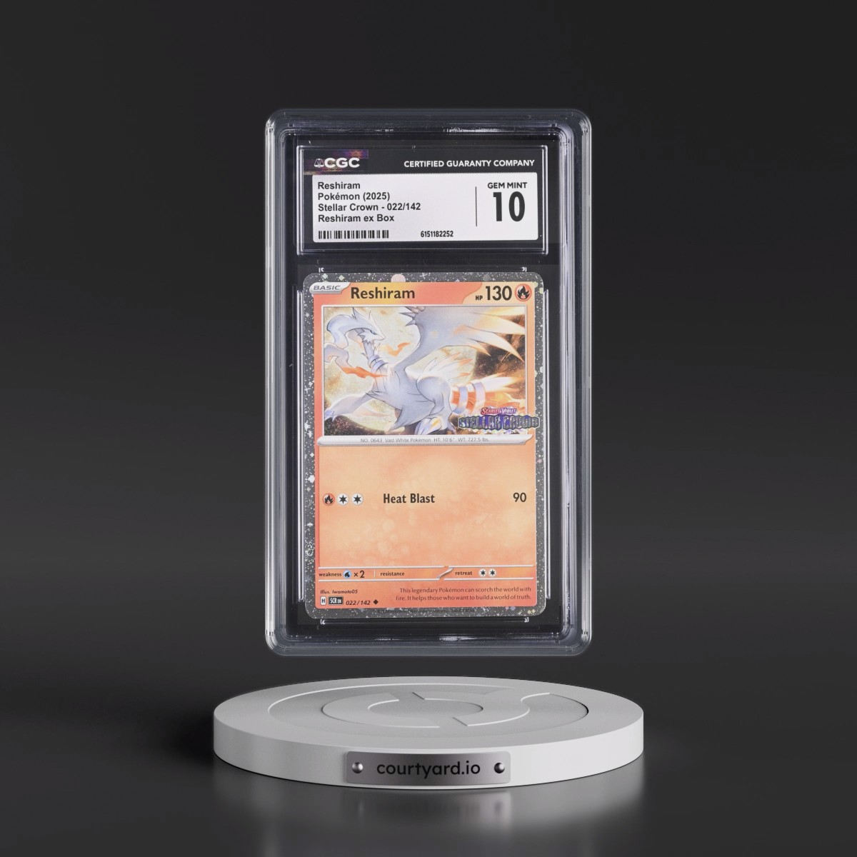 2024 Stellar Crown - SCR EN #022/142 Reshiram - Reshiram ex Box (Cosmos Holo) (CGC 10 GEM MINT)