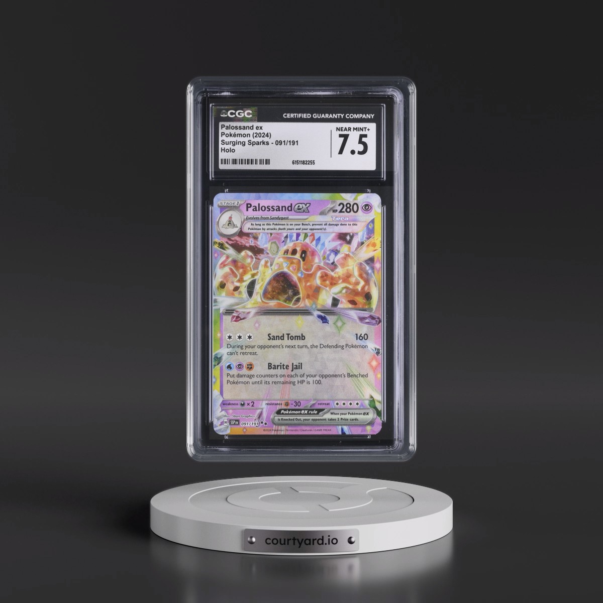 2024 Surging Sparks - SSP EN #091/191 Palossand ex - Holo (CGC 7.5 NM+)