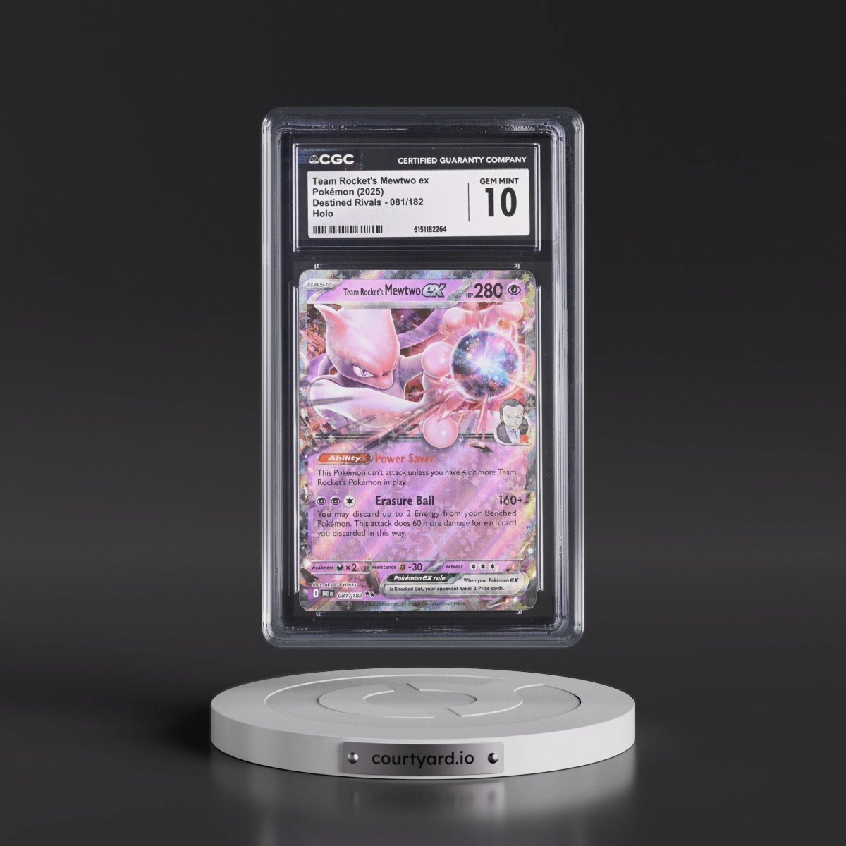 2025 Destined Rivals - DRI EN #081/182 Team Rocket's Mewtwo ex - Holo (CGC 10 GEM MINT)