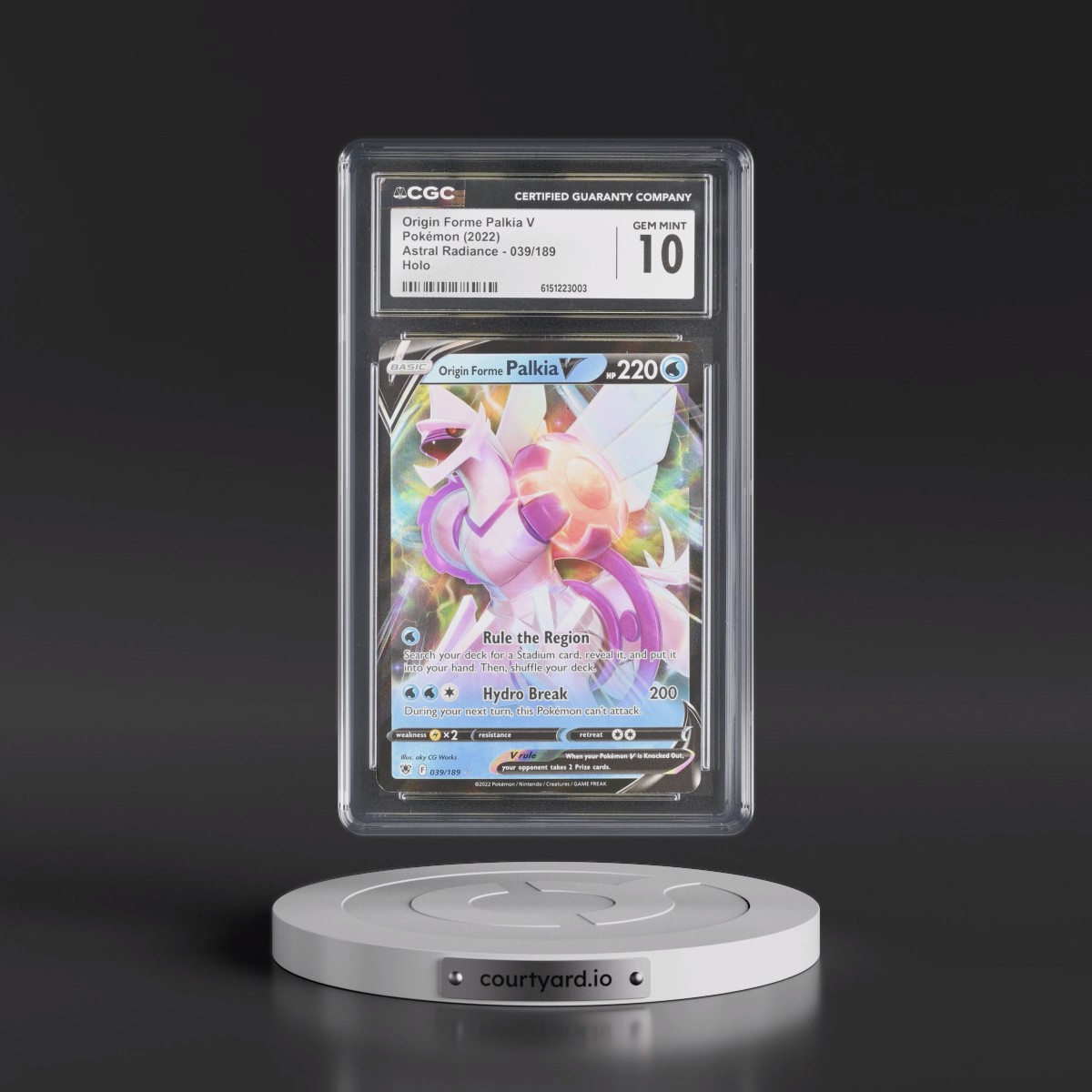 Astral Radiance #039/189 Origin Forme Palkia V - Holo (CGC 10 GEM MINT)