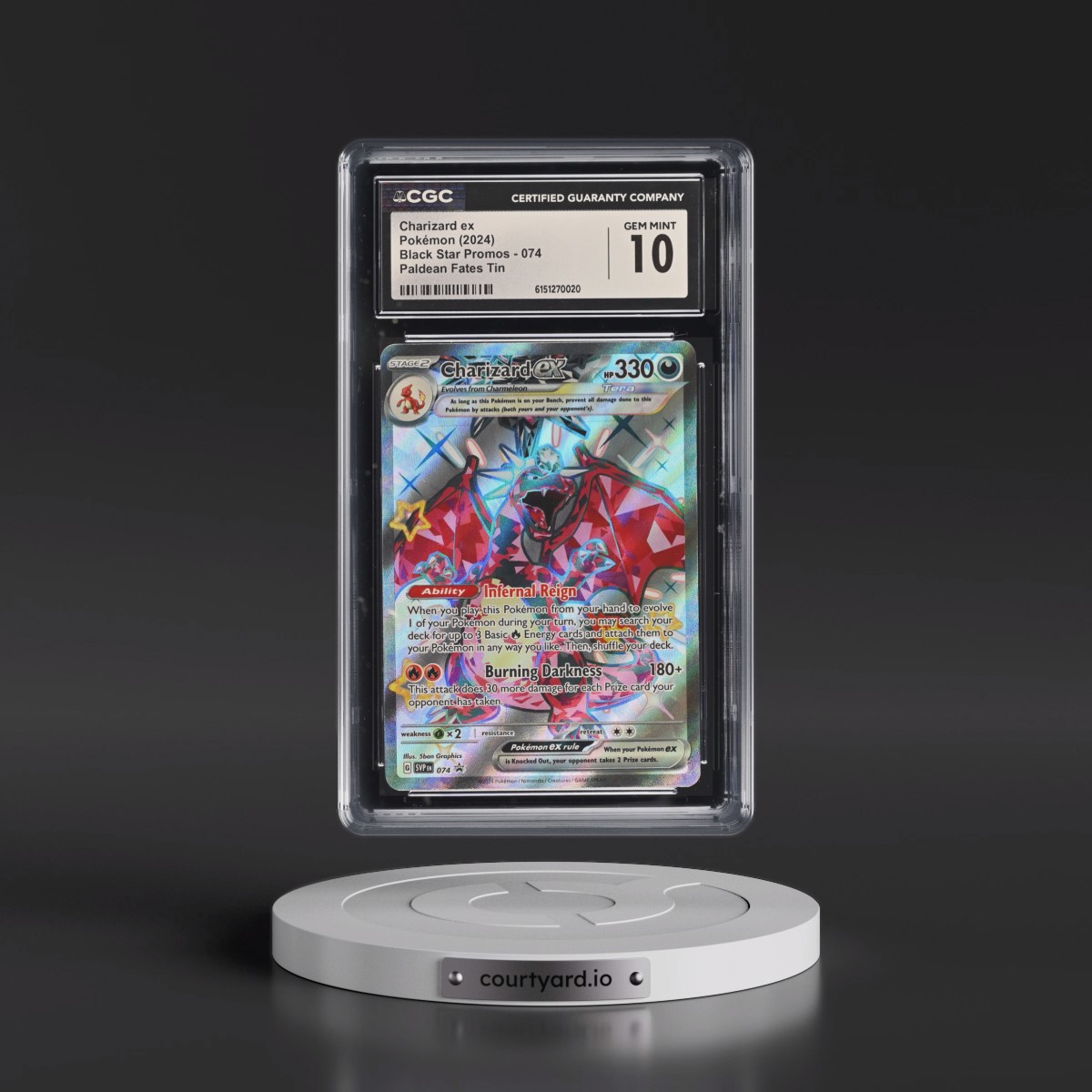 2023 Black Star Promos - Scarlet & Violet SVP EN #074 Charizard ex - Paldean Fates Tin (Holo) (CGC 10 GEM MINT)