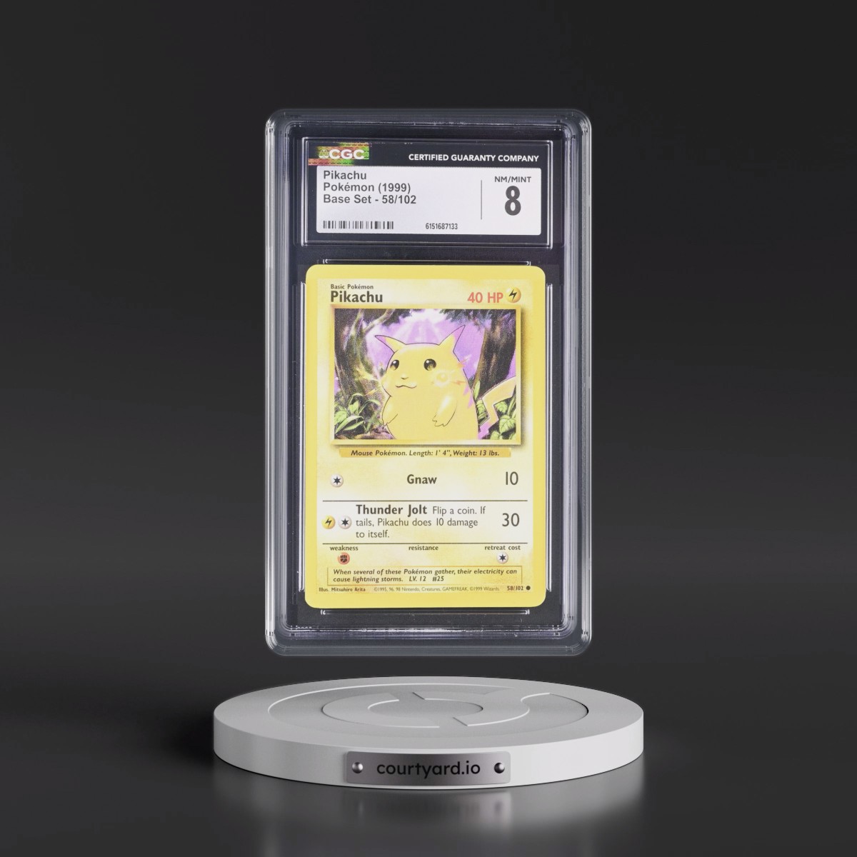 1999 Base Set #58/102 Pikachu - Yellow Cheeks (CGC 8 NM-MT)