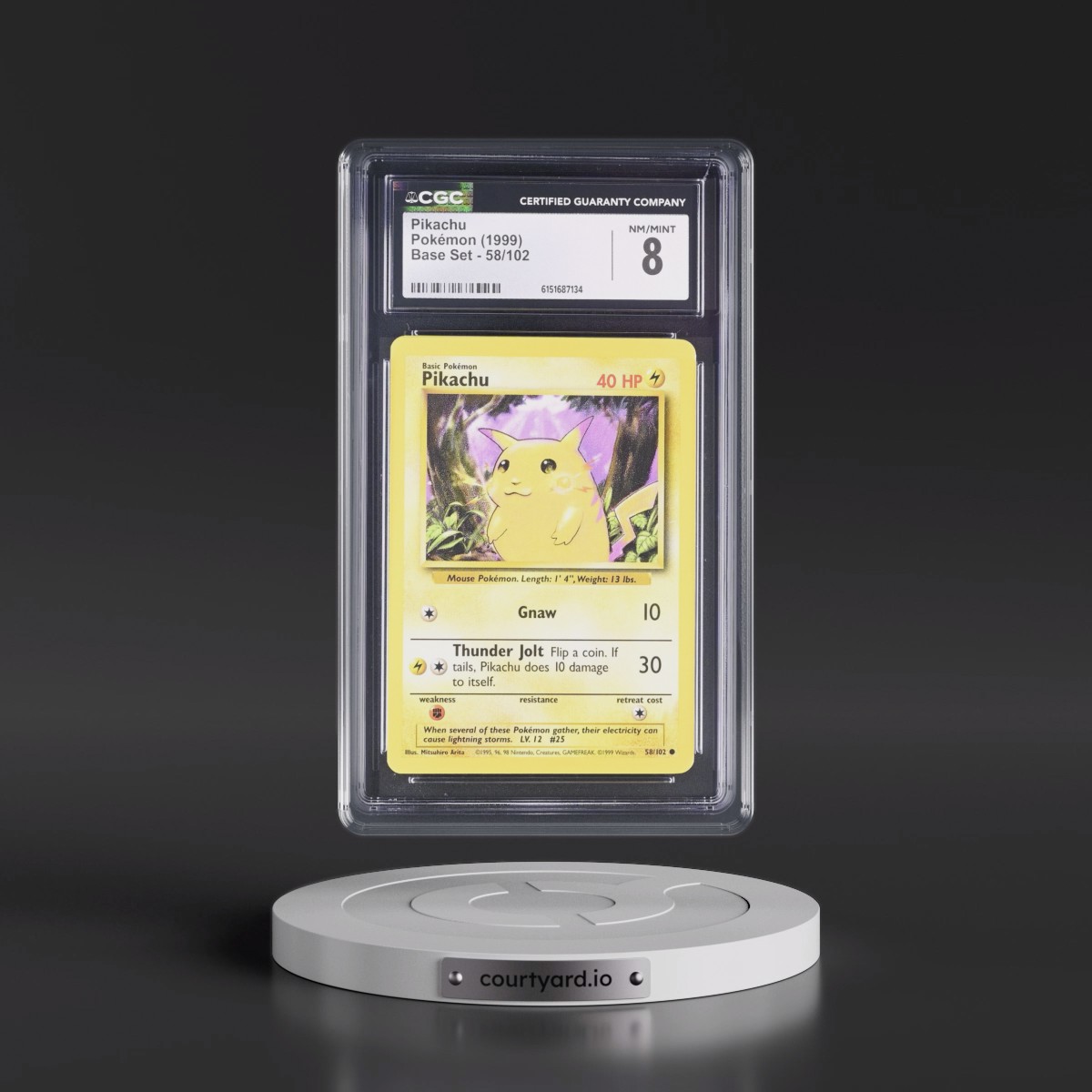 1999 Base Set #58/102 Pikachu - Yellow Cheeks (CGC 8 NM-MT)