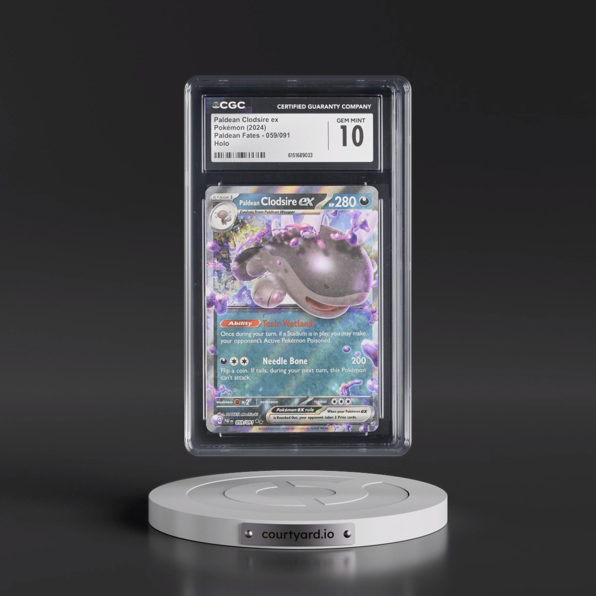 2024 Paldean Fates - PAF EN #059/091 Paldean Clodsire ex - Holo (CGC 10 GEM MINT)
