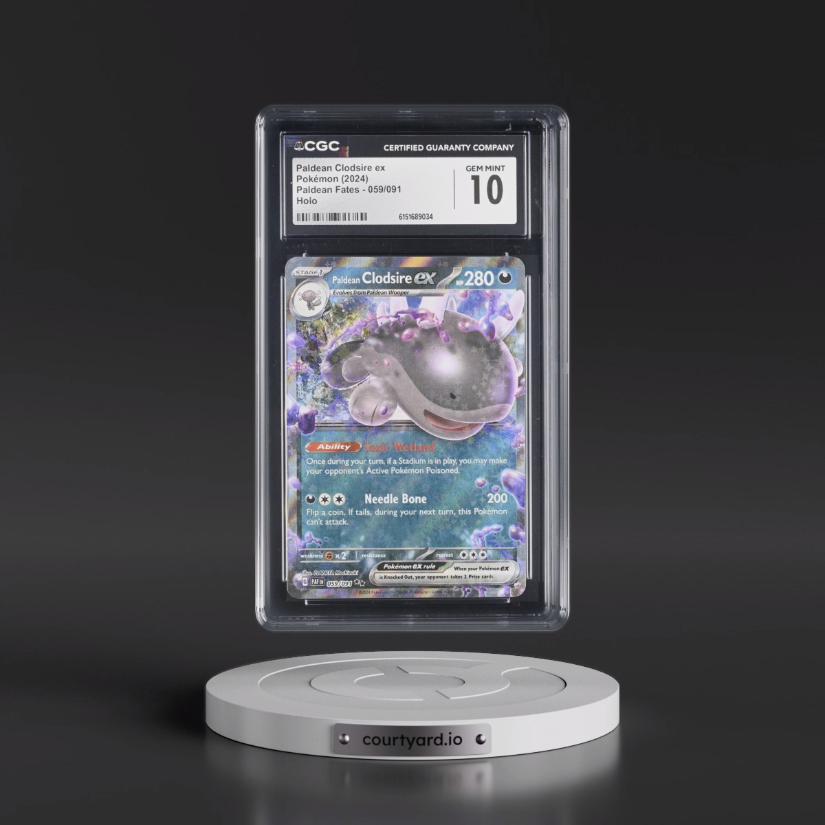 2024 Paldean Fates - PAF EN #059/091 Paldean Clodsire ex - Holo (CGC 10 GEM MINT)