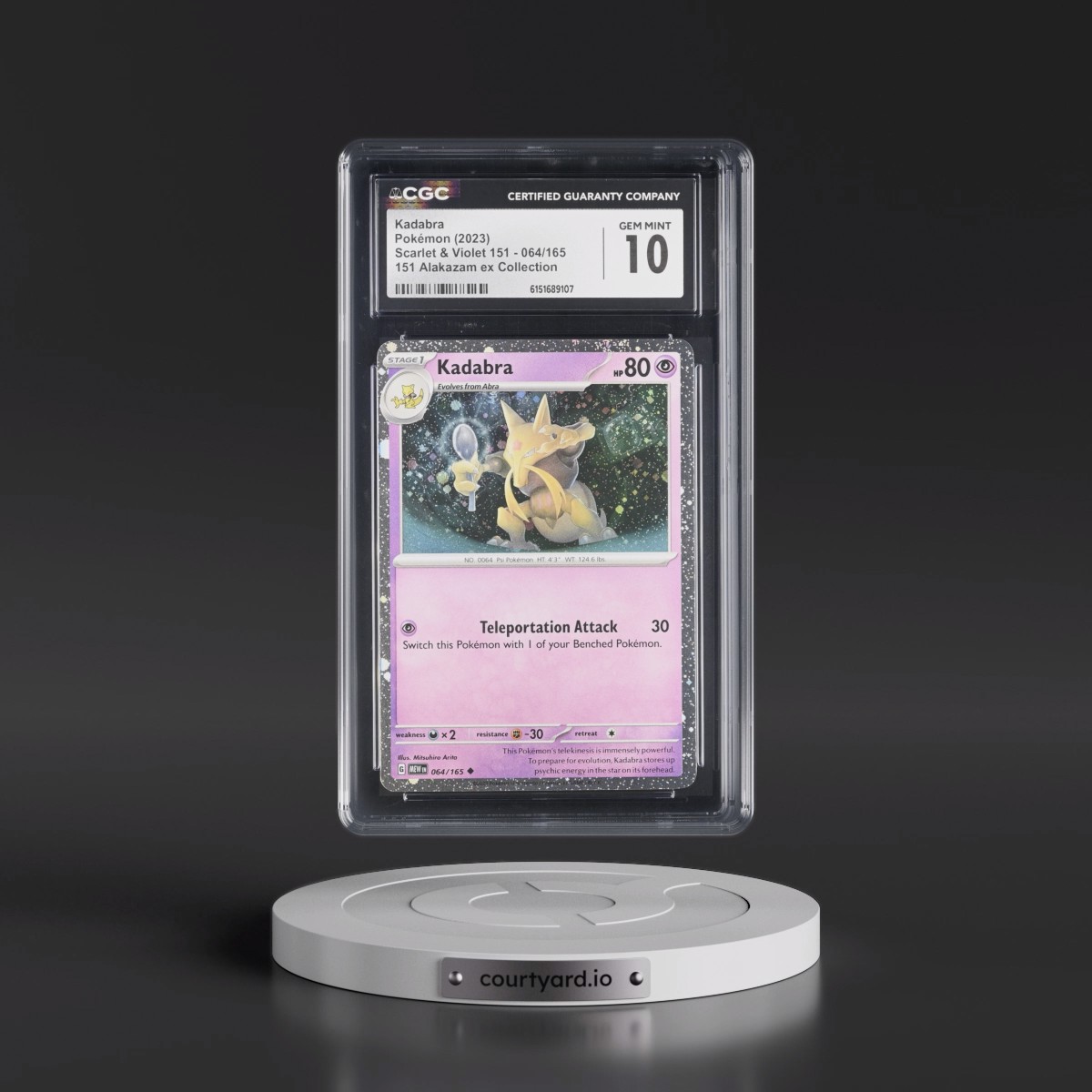 2023 Scarlet & Violet 151 - MEW EN Kadabra - 151 Alakazam ex Collection (Cosmos Holo) #064/165 CGC 10