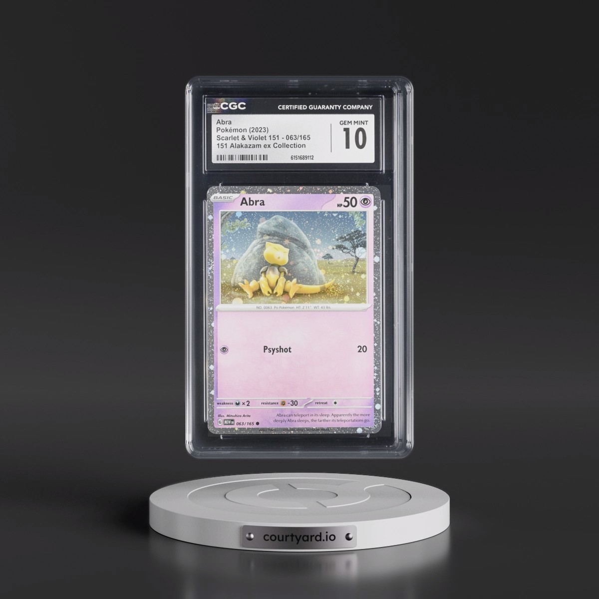 2023 Scarlet & Violet 151 - MEW EN #063/165 Abra - 151 Alakazam ex Collection (Cosmos Holo) (CGC 10 GEM MINT)