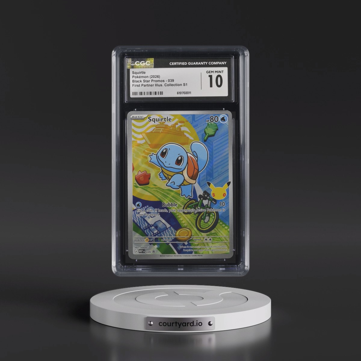2025 Black Star Promos - Mega Evolution MEP EN #039 Squirtle - First Partner Illustration Collection Series 1 (Holo) (CGC 10 GEM MINT)