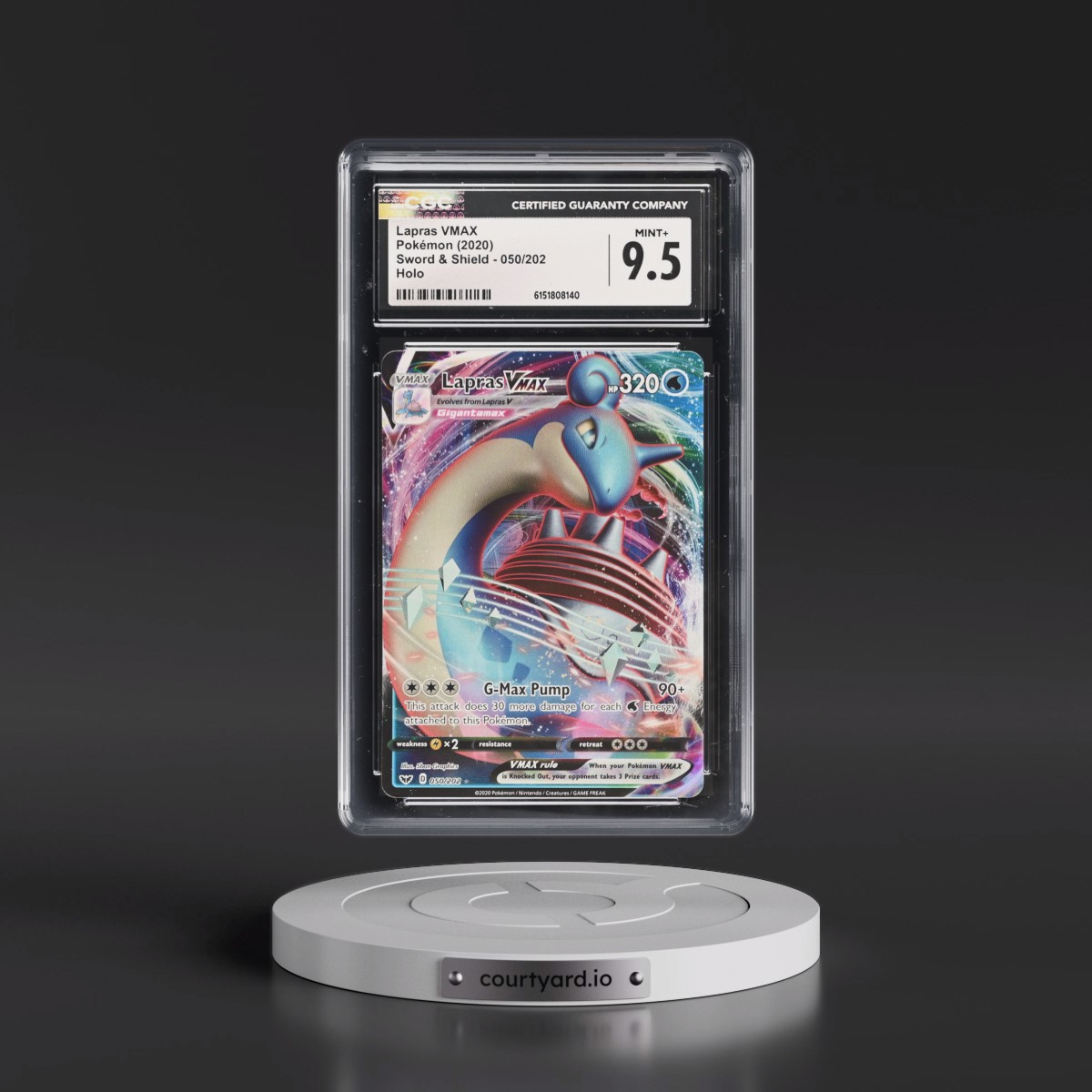 2020 Sword & Shield #050/202 Lapras VMAX - Holo (CGC 9.5 MINT+)