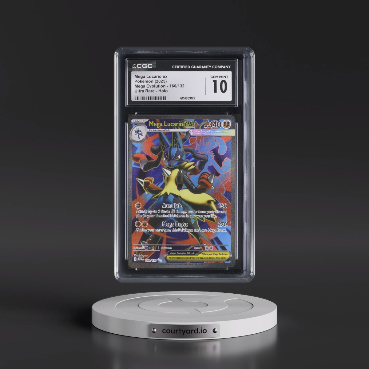 2025 Mega Evolution - MEG EN #160/132 Mega Lucario ex - Ultra Rare Holo (CGC 10 GEM MINT)