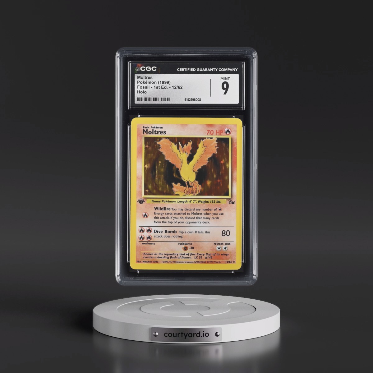 1999 Fossil #12/62 Moltres - 1st Edition Holo (CGC 9 MINT)