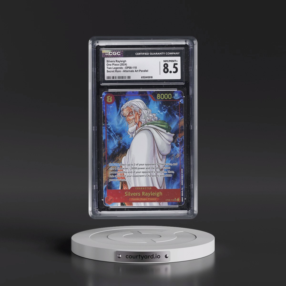 2024 Two Legends (OP08) - English #OP08-118 Silvers Rayleigh - (Borderless) Alt Art (CGC 8.5 NM-MT+)