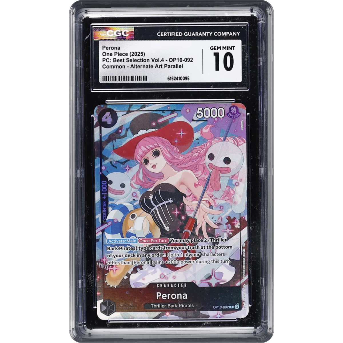 2025 Premium Collection Best Selection Vol.4 - English #OP10-092 Perona - (Borderless) Alt Art (CGC 10 GEM MINT)