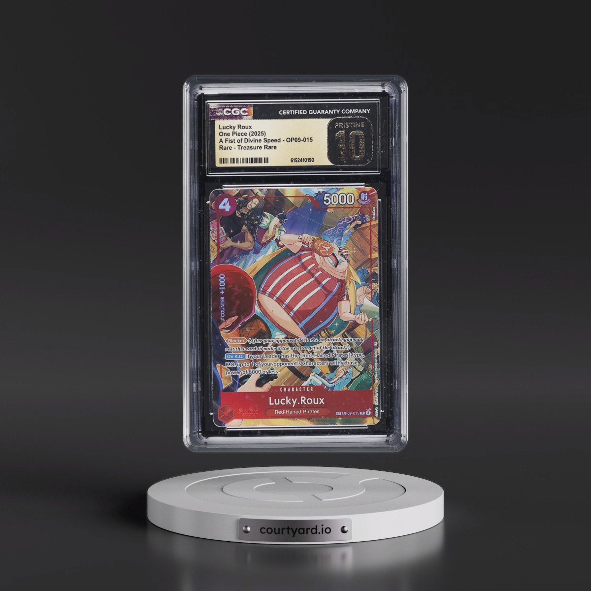 2025 A Fist of Divine Speed (OP11) - English #OP09-015 Lucky Roux - Treasure Rare (TR next to number) (CGC 10 PRISTINE)