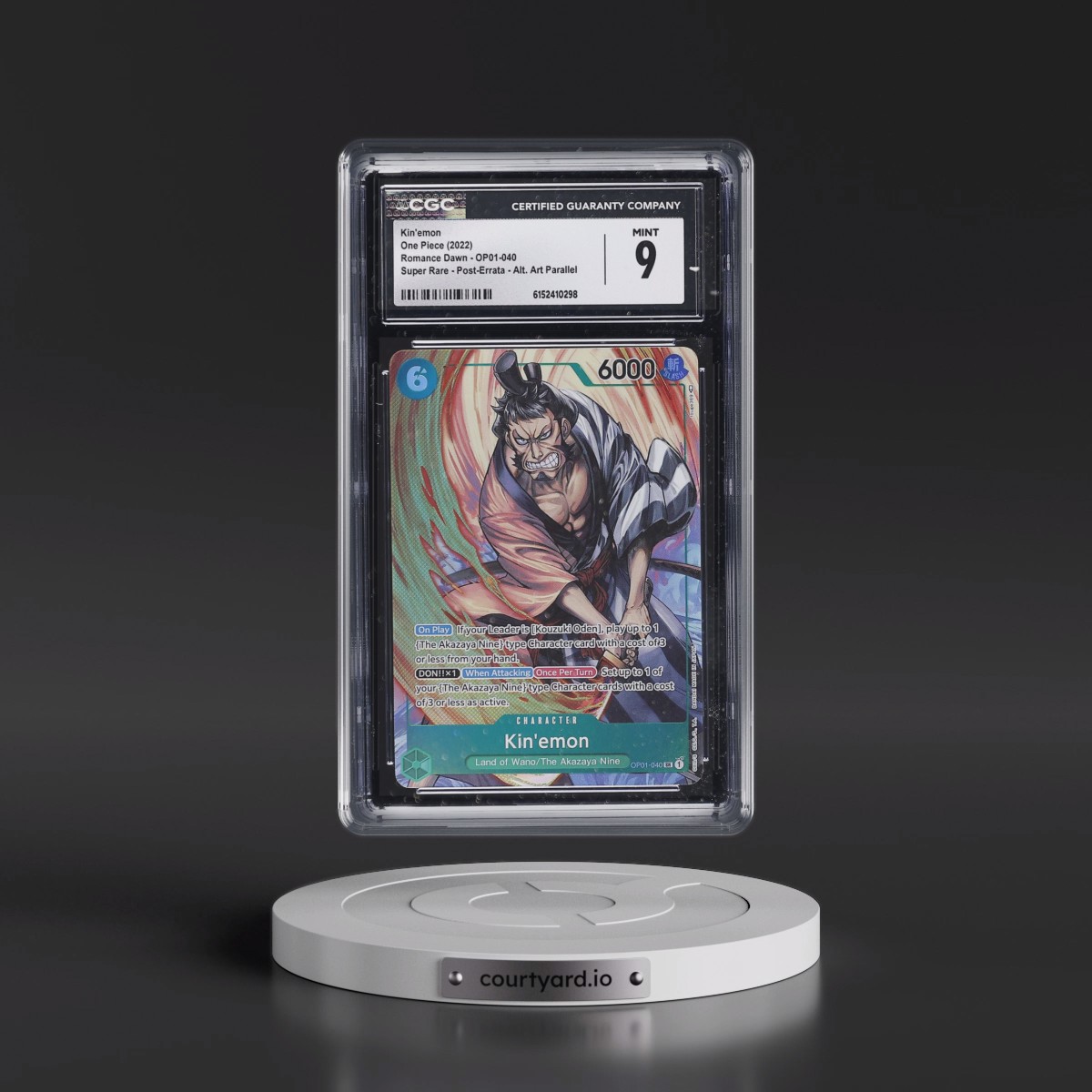2022 Romance Dawn (OP01) - English #OP01-040 Kin'emon - Post-Errata ("Up to") (Borderless) Alt. Art (CGC 9 MINT)