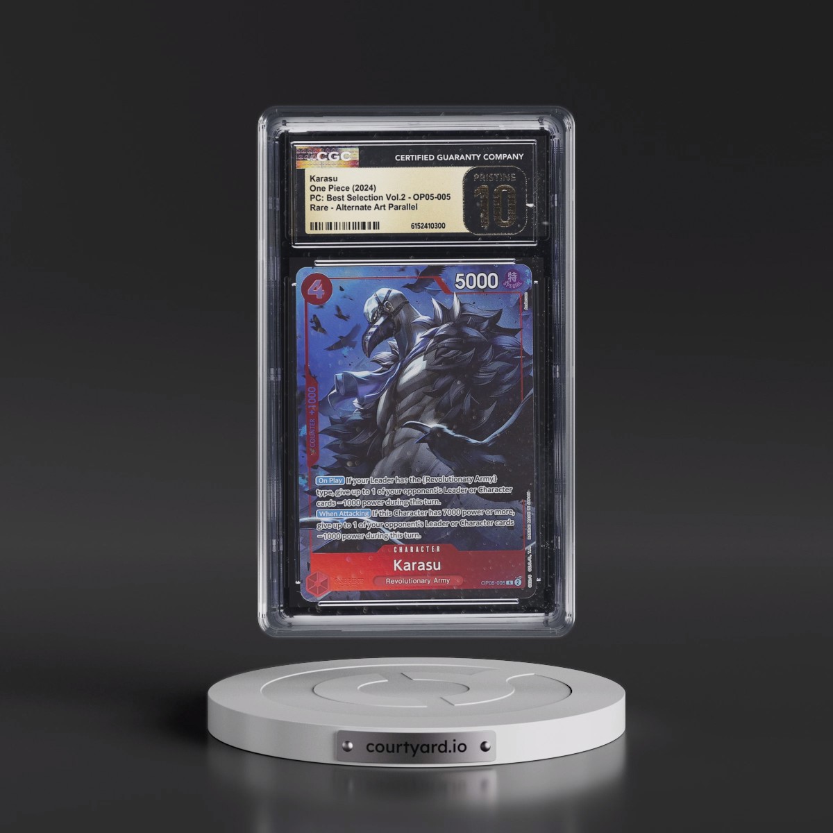 2024 Premium Collection Best Selection Vol.2 - English #OP05-005 Karasu - (Borderless) Alt Art (CGC 10 PRISTINE)