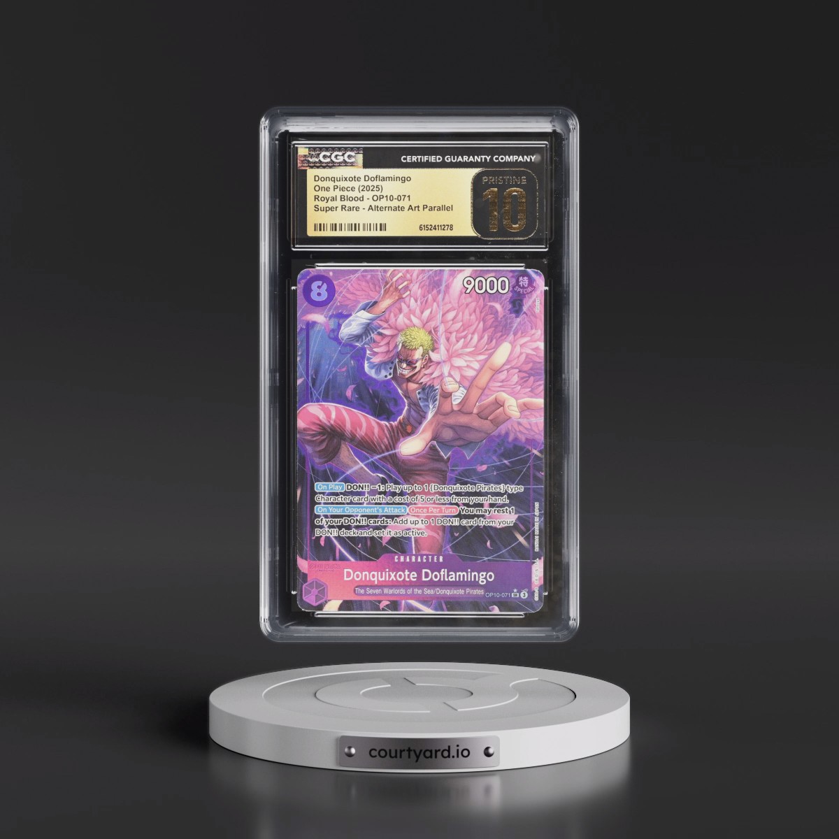 2025 Royal Blood (OP10) - English #OP10-071 Donquixote Doflamingo - (Borderless) Alt Art (CGC 10 PRISTINE)