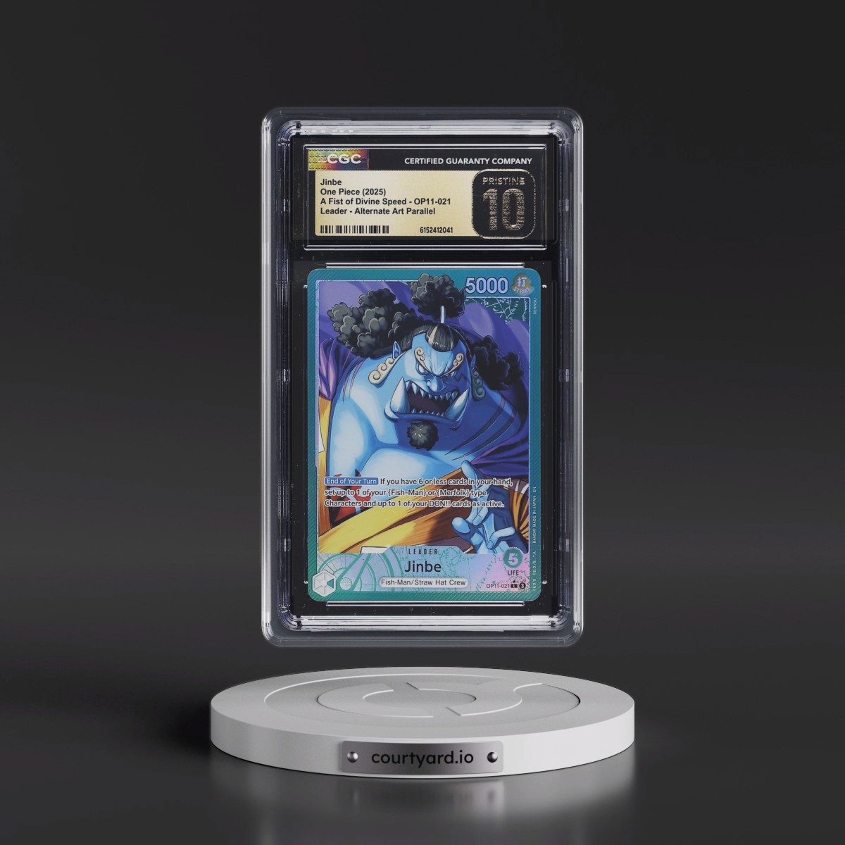 2025 A Fist of Divine Speed (OP11) - English #OP11-021 Jinbe - (Map Text Box) Alt Art (CGC 10 PRISTINE)