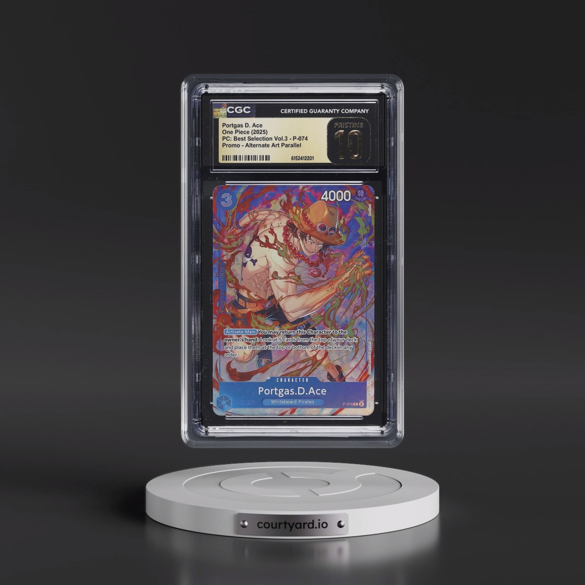 2025 Premium Collection Best Selection Vol.3 - English #P-074 Portgas D. Ace - (Borderless) Alt Art (CGC 10 PRISTINE)